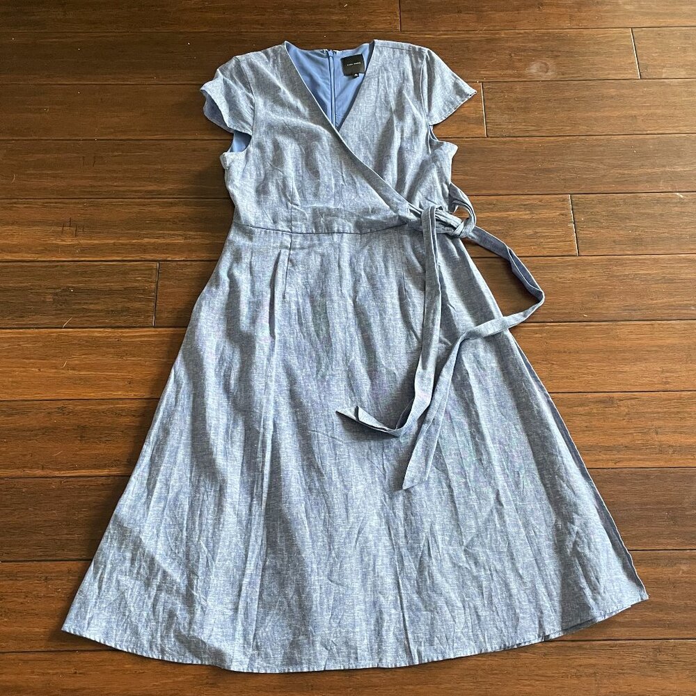 Alex Marie blue linen wrap dress